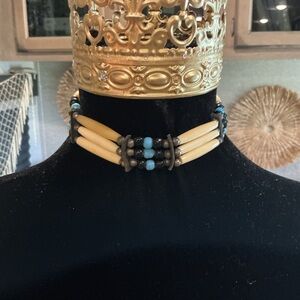 Handcrafted Native American Bone and Beaded Choker